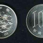 Đồng xu 100 yên Nhật in nổi hình hoa anh đào phát hành năm 1967